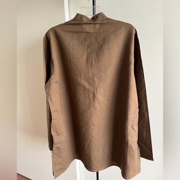 NWT FabIndia  Men’s Taupe Beige Brown Woven Linen Blend Nehru Kurta Sz 42 XL - Picture 4 of 7